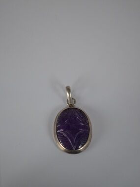 New Y2K Ladakh Hand Carved Amethyst Stone Sterling Silver 925 Pendant